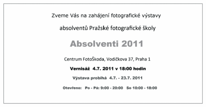 Pražská fotografická škola  - Absolventi 2011